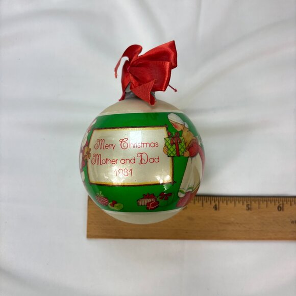 1981 Glass Gibson Merry CHRISTMAS Mother and Dad ORNAMENT Santa & Mrs. Claus - Picture 7 of 7